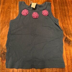 Matilda Jane Teal Top with Purple Floral Accents